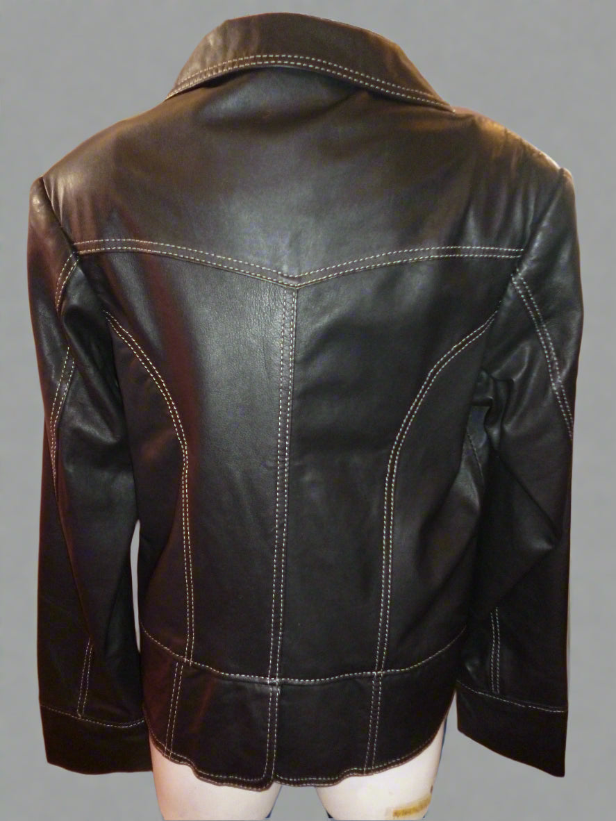 Women's Leather Jacket – Timeless Button-Up Leather Jacket for Any Occasion